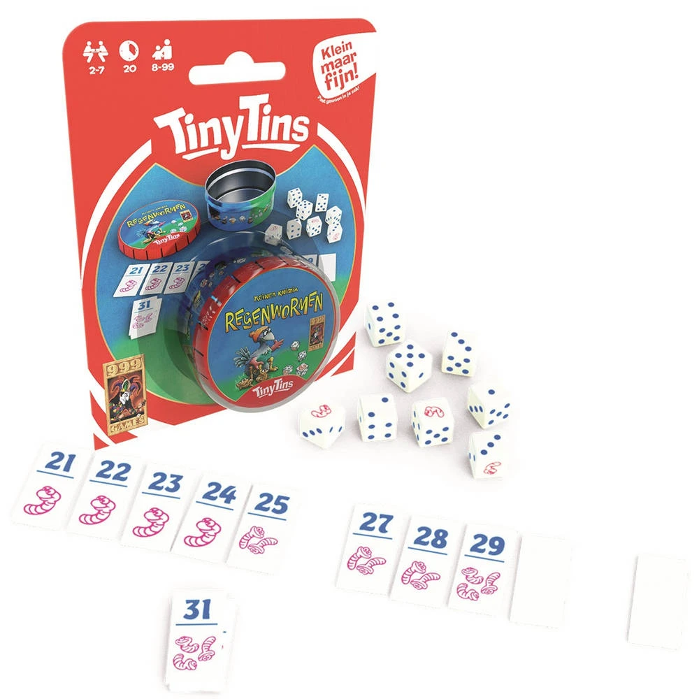 999 Games Tiny Tins: Regenwormen 1 999 Games Tiny Tins: Regenwormen