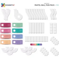 Connetix Magnetische Tegels Knikkerbaan - Pastel - 106st -Gelukkige Speelgoedwinkel p106br contents scaled 1